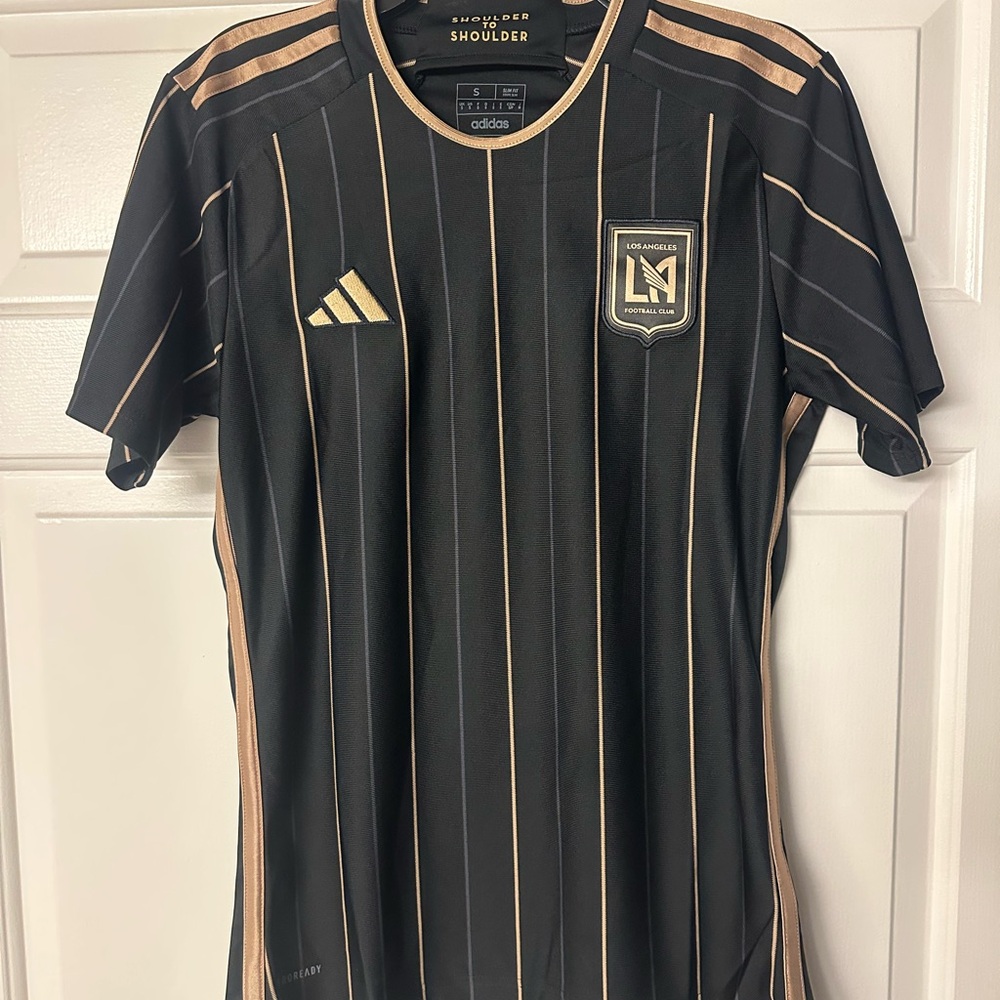 Adidas Black and Gold Striped Men's Jersey